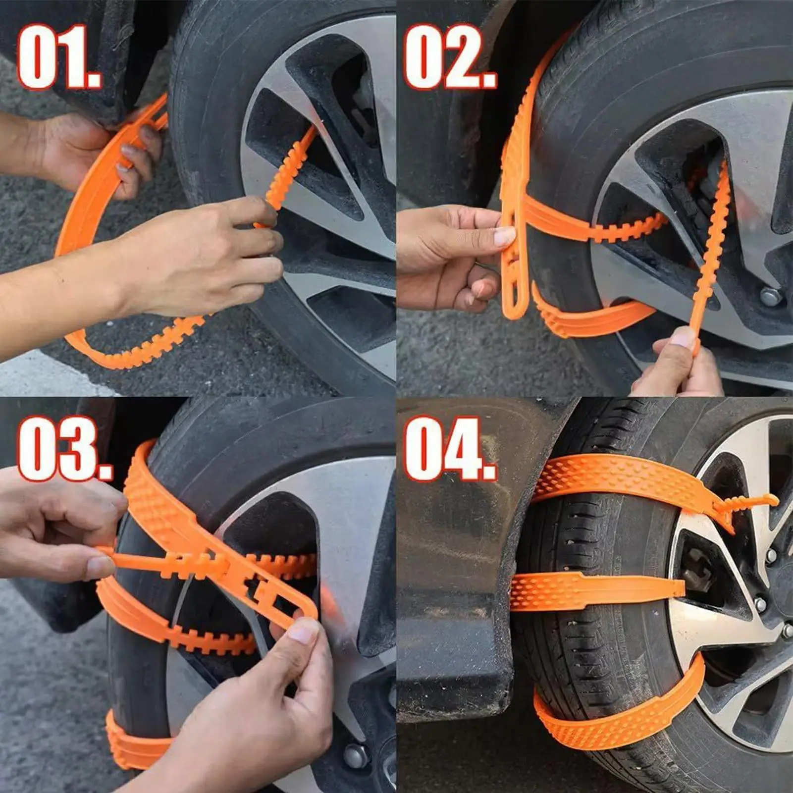 10pcs PVC Car Tire Chains Winter Snow Anti-Skid Tyre Cable Ties for Automotive Van Vehicle RV Truck SUV Car Grips Tire Strap