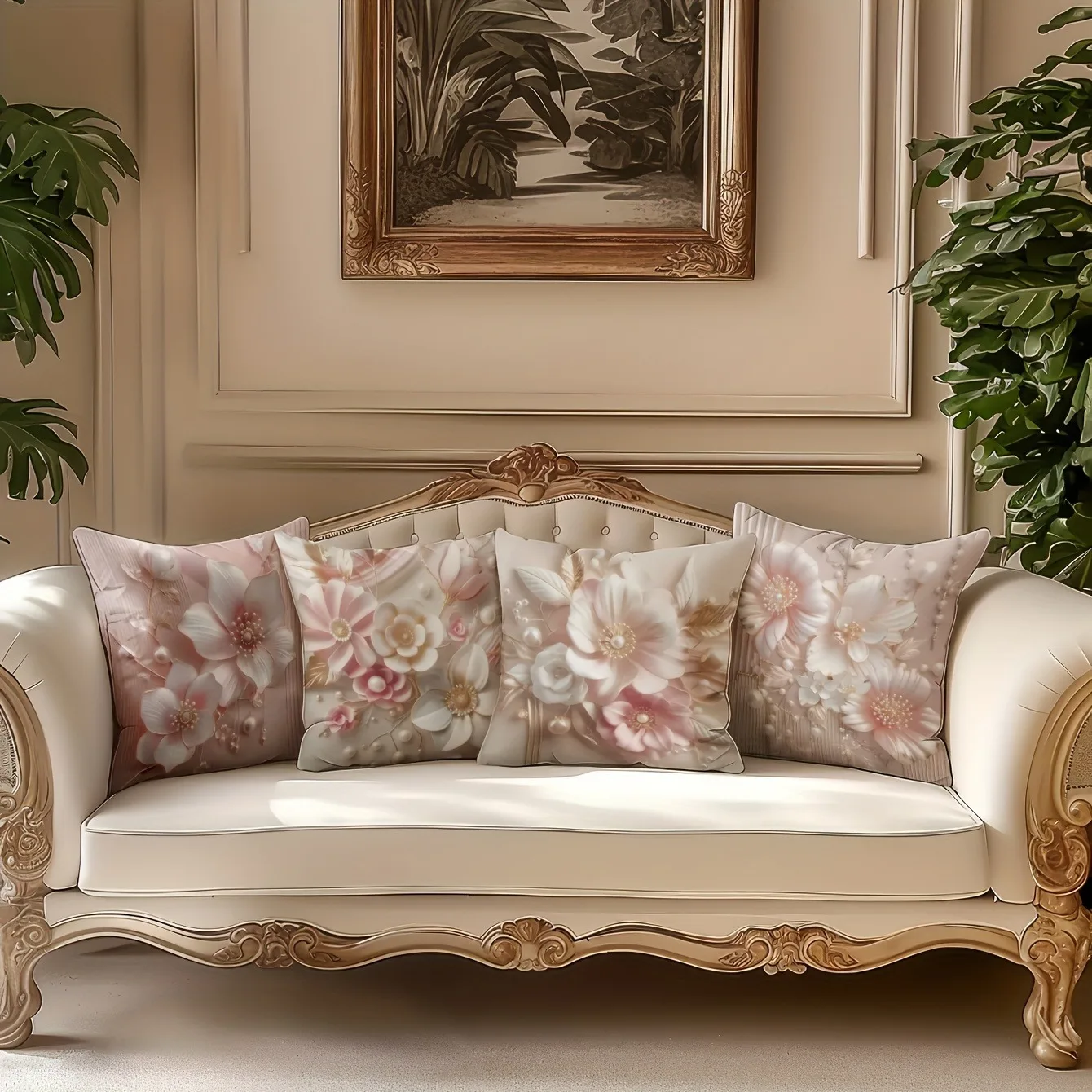 

Наволочка с румянами и цветочным принтом и жемчугом: роскошный чехол на подушку с романтической тематикой для элегантного современного домашнего декора дивана