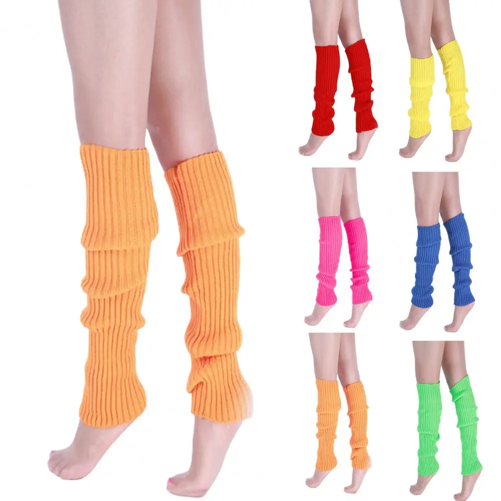 1 Pair Winter Leg Warmers Warm Japanese Style JK Leg Sleeves Strips Stretchy Fit Knitting Calf Socks Party Sports Yoga Dance Foo