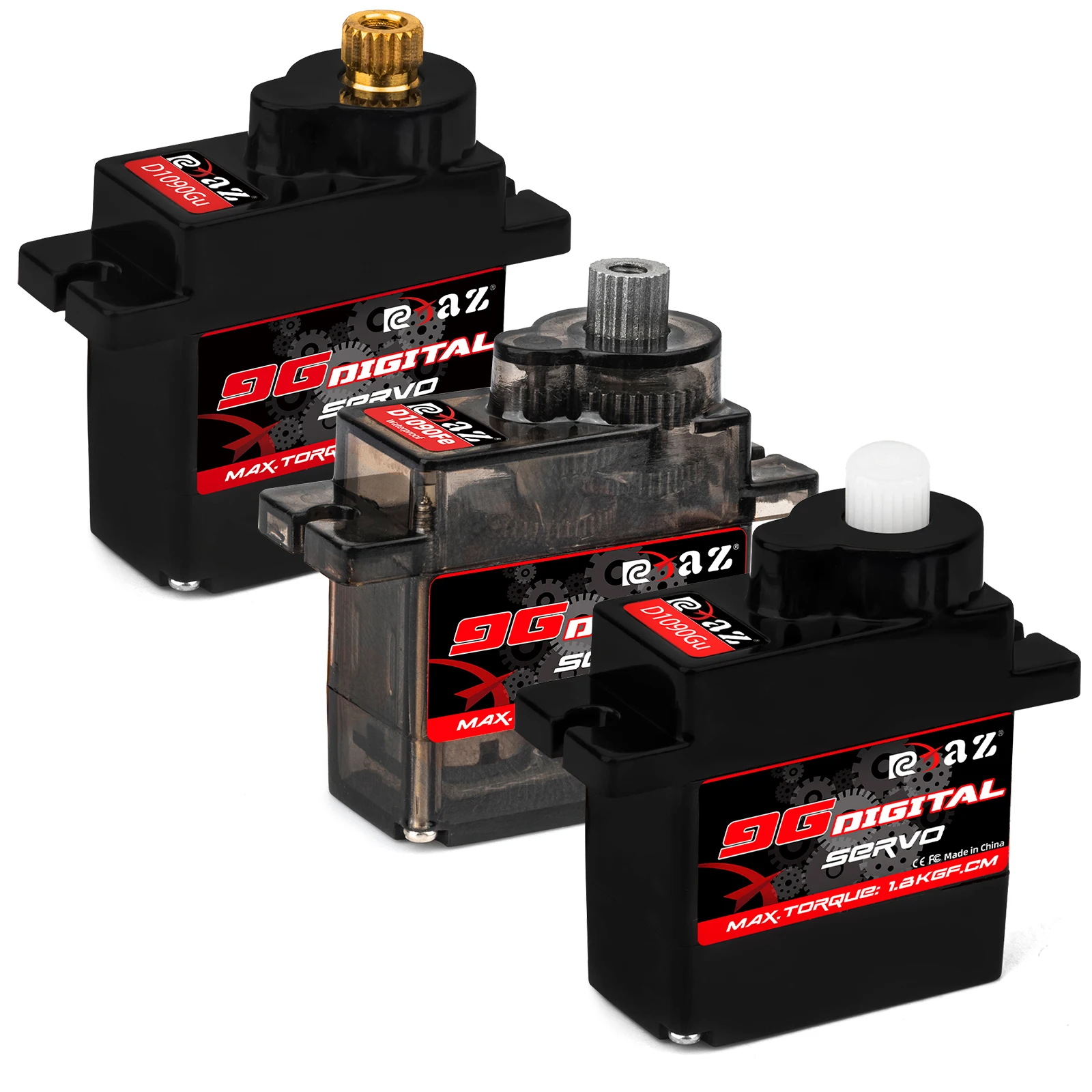 Rcxaz 9g plástico/ferro/cobre engrenagem 1.6kg servo digital para rc avião de asa fixa robô carro barco duto avião pequeno servo motor