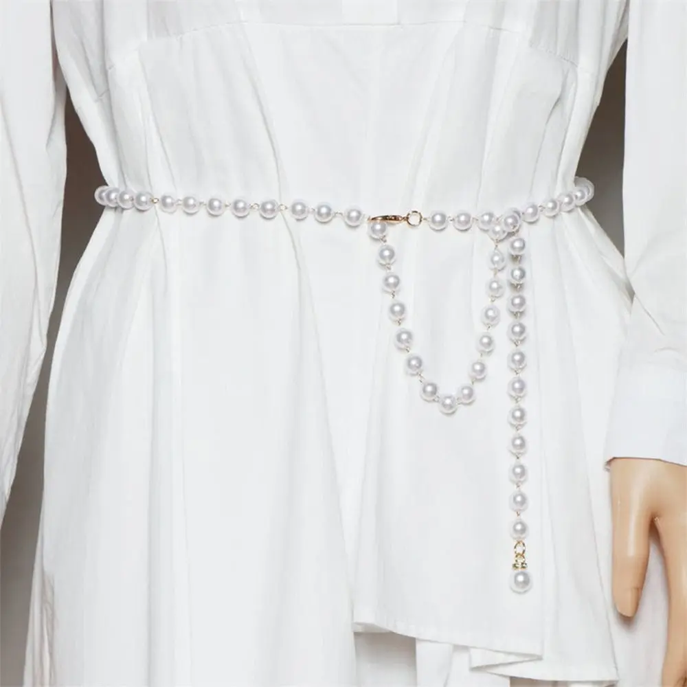 Pearl Waistband All-match White Pearl Pendant Belt Bohemian Belt Women