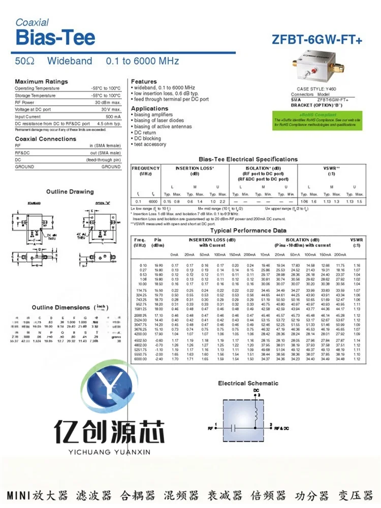 100% brand new original bias three-way ZFBT-6GW+ 0.1-6000MHz Mini-Circuits