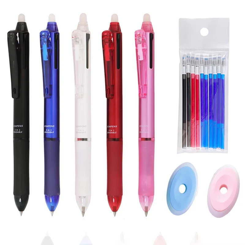 6 unids/set 3 en 1 bolígrafo de Gel 0,5mm negro azul rojo bolígrafos multicolores bolígrafo borrable Kawaii herramientas de dibujo de escritura papelería de oficina
