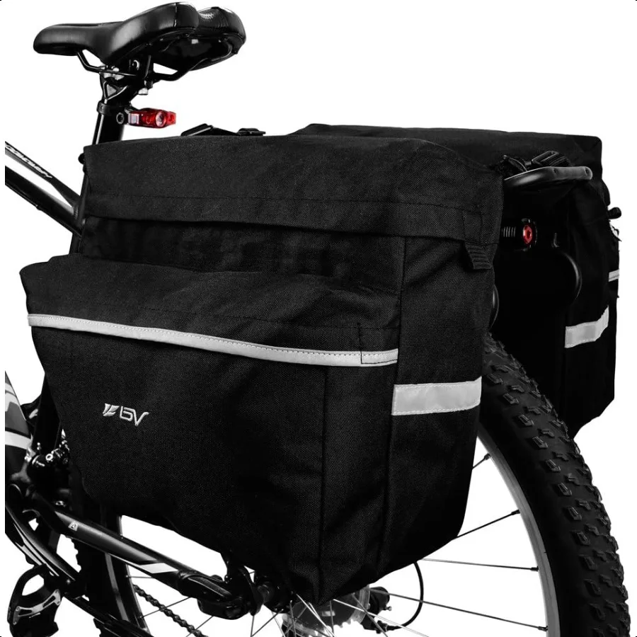 

BV Bike Panniers 26L With Adjustable Hooks Commuter Panniers For Bicycles With Carrying Handle Bag With Reflective Trim For Mo