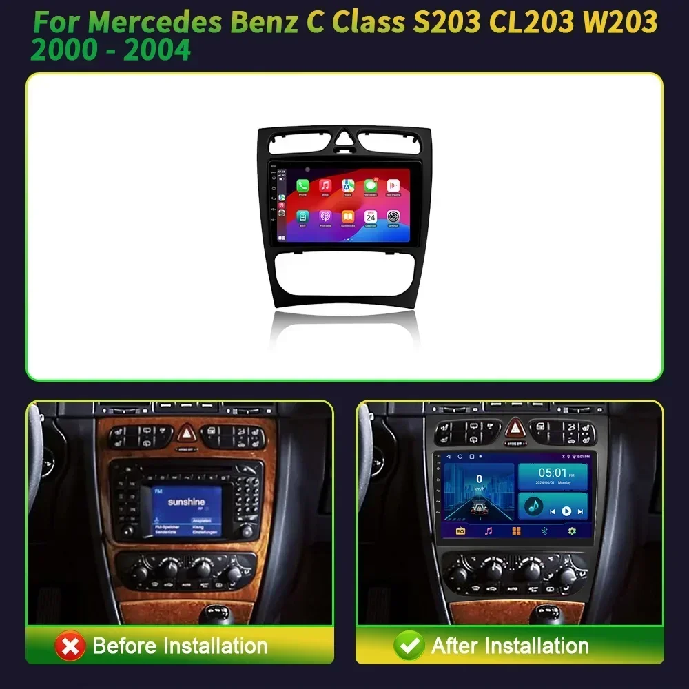 Car Radio Carplay Android Player For Mercedes Benz C Class S203 CL203 W203 2000-2004 Navigation GPS Coche Intelligent Systems