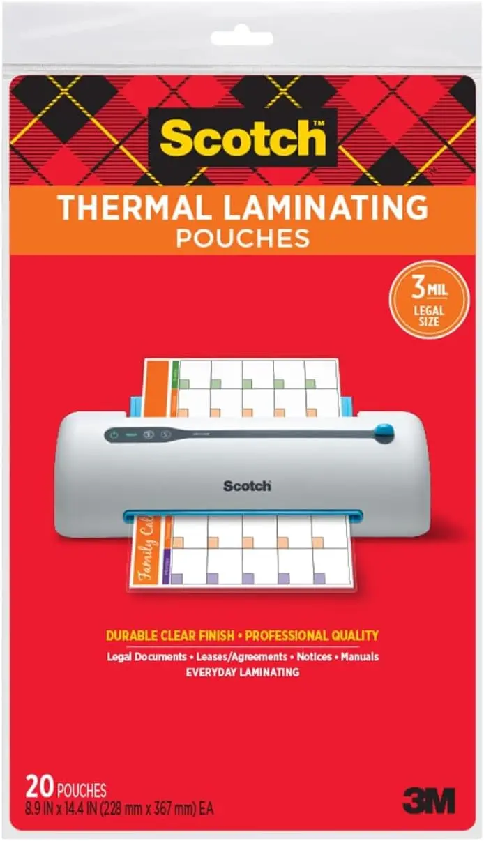 

Thermal Laminating Pouches, 8.9x14.4 Inches, Clear Finish, 3 Mil Thick, 10 Pack