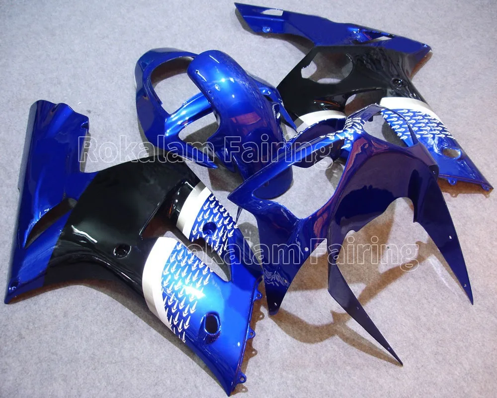 

Fairings For Kawasaki ZX6R Ninja 2003 2004 ZX636 03 ZX-6R 04 Blue Black Motorbike Fairing Kit (Injection Molding)