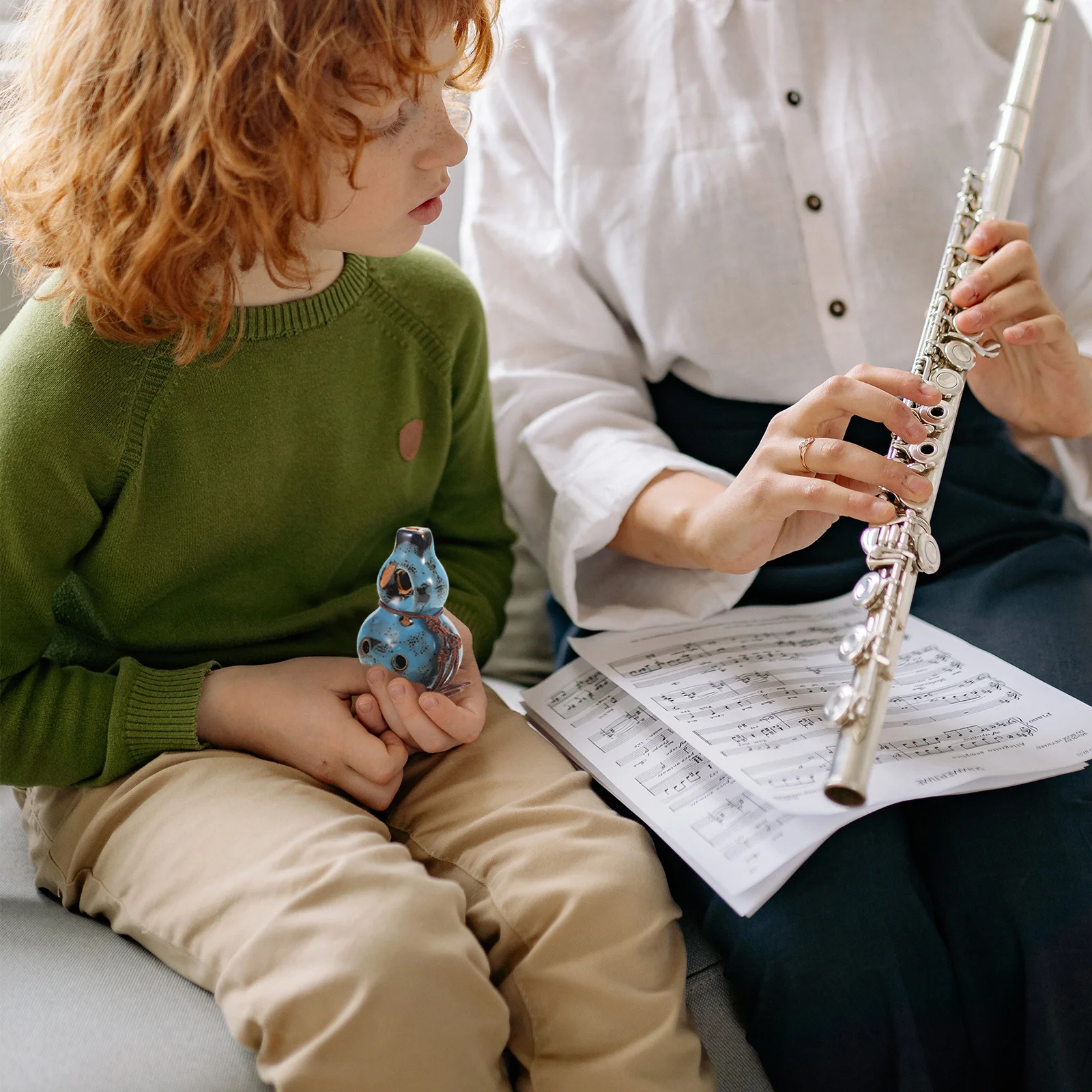 

6 Hole Ceramic Alto C Ocarina Blue Gourd Wind Instrument For Relaxation Meditation Music Education Outdoor Play Storytelling