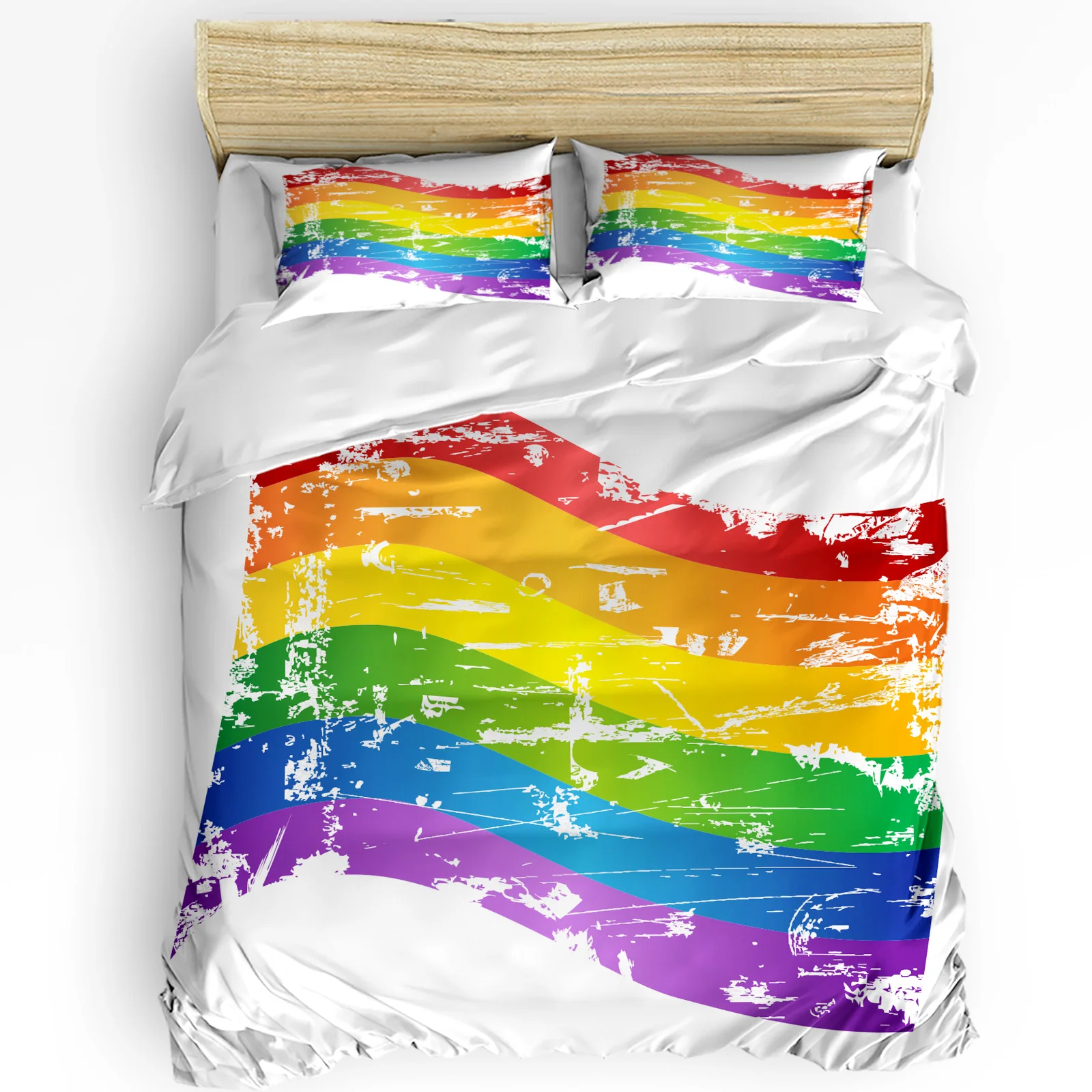 

Lgbt Pride Rainbow Wood Printed Comfort Duvet Cover Pillow Case Home Textile Quilt Cover Boy Kid Teen Girl 3pcs Bedding Set