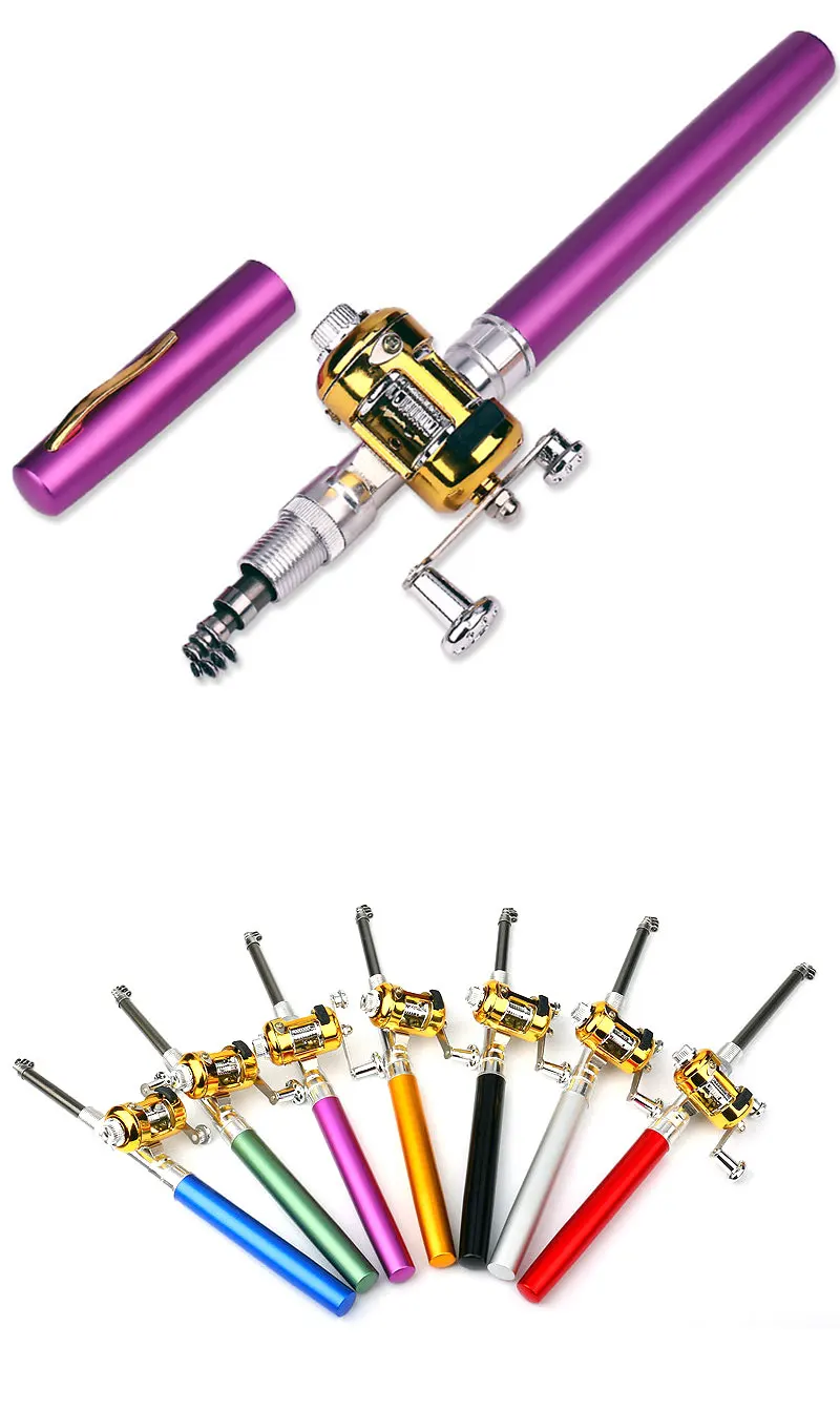 TAKEDO-Tragbare Eis Angelruten, Stift Form, Teleskop Reise Angelrute, Reel Linie Köder Haken Set, Spinning Boot Ruten – Detail 8