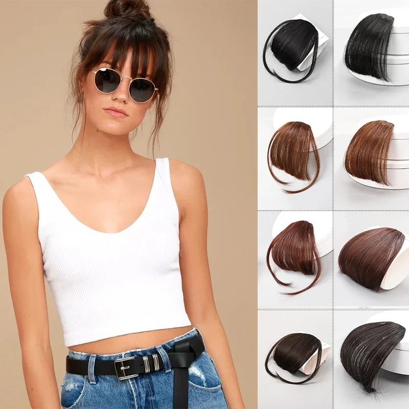 Synthetic Wig Air bangs Women Natural Short Brown Blond Black Fake Hair Fringe Extension