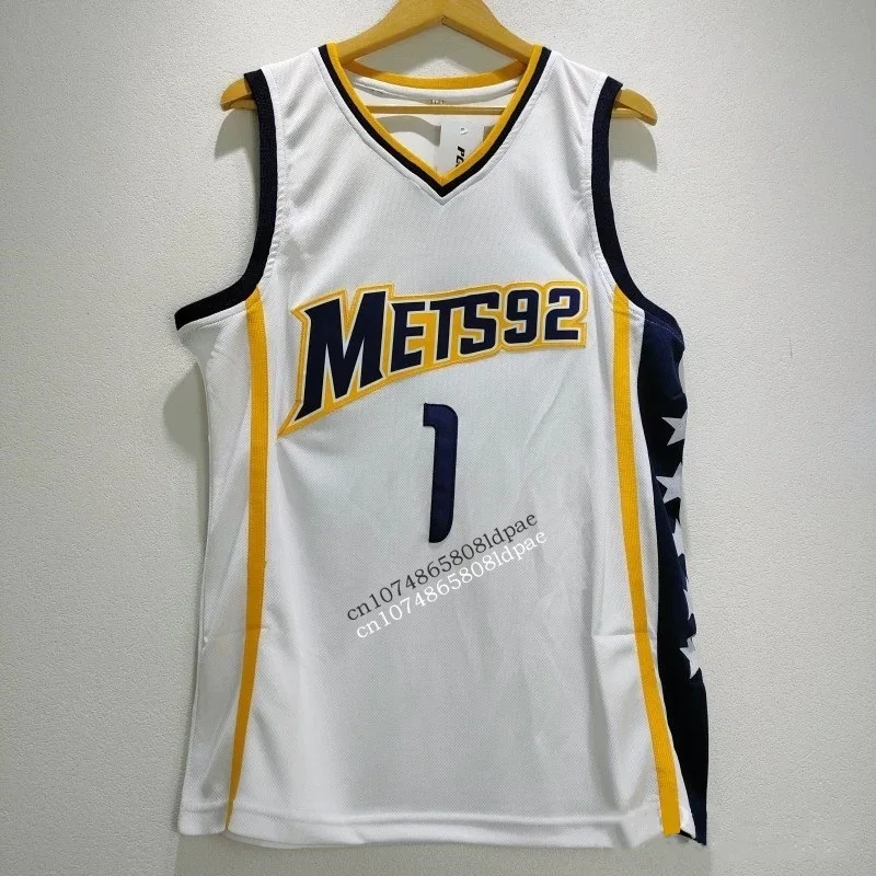 Camiseta de baloncesto para hombre, ropa deportiva de gran tamaño, con bordado de costura, estilo urbano, Hip Hop, 92 y 1