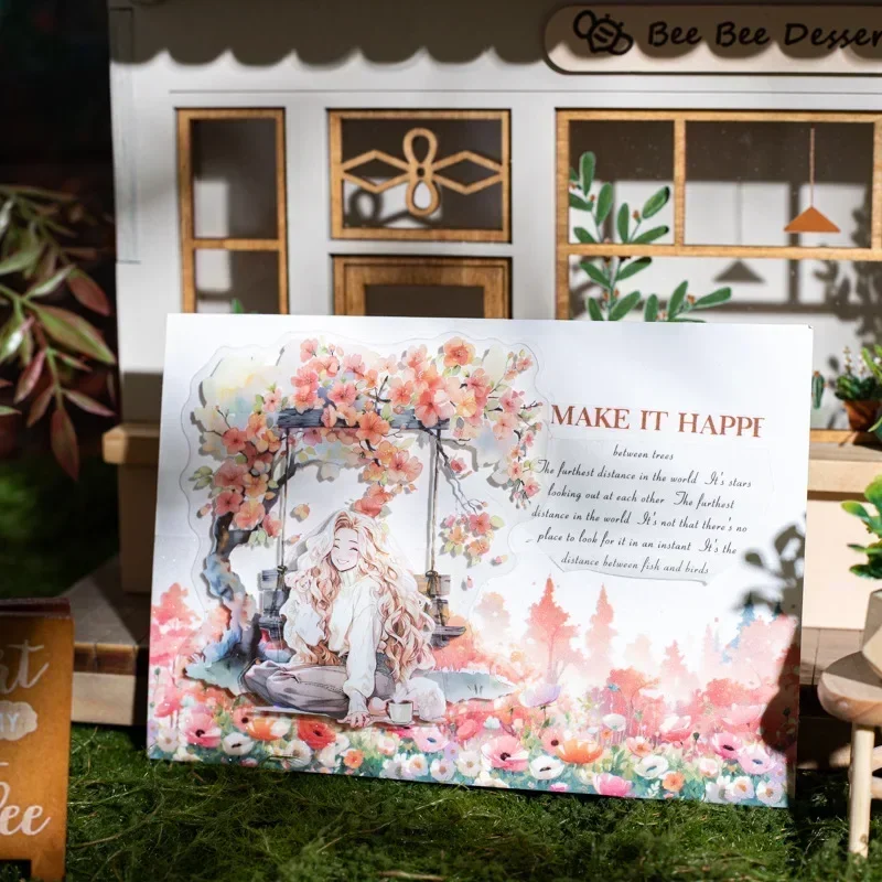 

10Pcs Tree Landscaping PET Stickers Shade Shake Players Account Supplies Sticker package Stationery Scrapbook cut 130*100mm