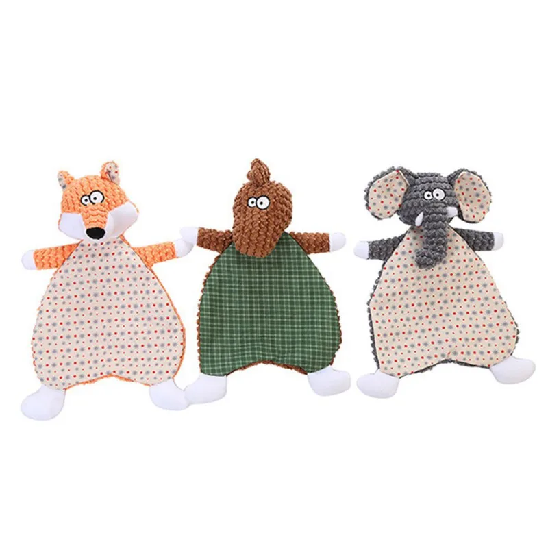 

Pet Dog Chewing Toys Plush Grinding Teeth Biting Sound Dog Toys Cute Realistic Elephant Hippo Fox Pet Supplies Dog Accessories