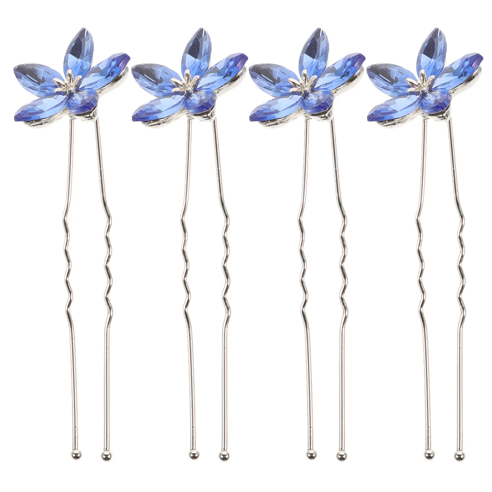 4Pcs Rhinestone Hair Pins U Shaped Bridal Hair Accessories Wedding Headpiece Rhinestone Hairpins for Buns Braids Updos Elegant