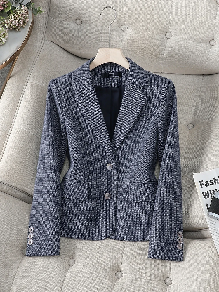 

Fashion Winter Women's Blazer Gray Coffee Ladies Female Slim Jacket Coat