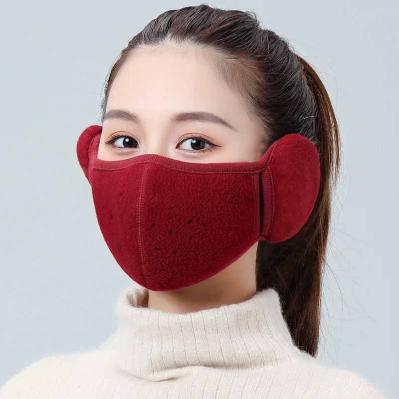 Winter Warm Plush Half Masks Unisex Cold-proof Dustproof Mask with Earmuffs Breathable Soft Warmer Mask Riding Ear Muff