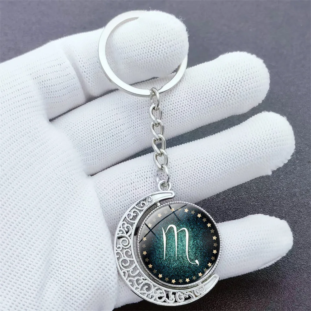 الميزان المفاتيح 12 كوكبة ليو العذراء الميزان العقرب القوس قلادة معدنية كيرينغ مفتاح حامل الهدايا #1