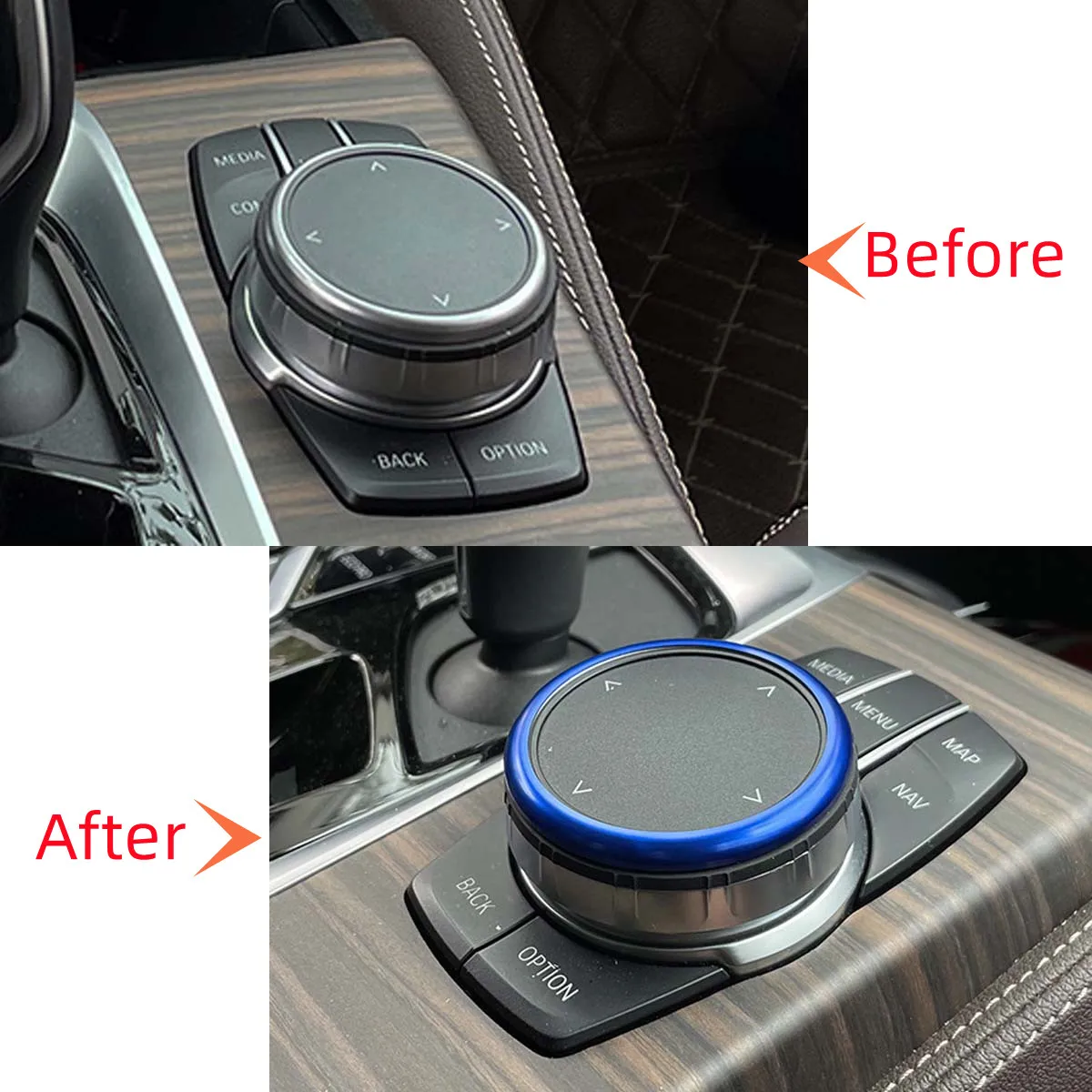 Car Central Control Multimedia Knob Cover Trim Ring Sticker Fit For BMW 5 Series G30 G38 X3 G01 X4 G02 2014-2020 Accessories