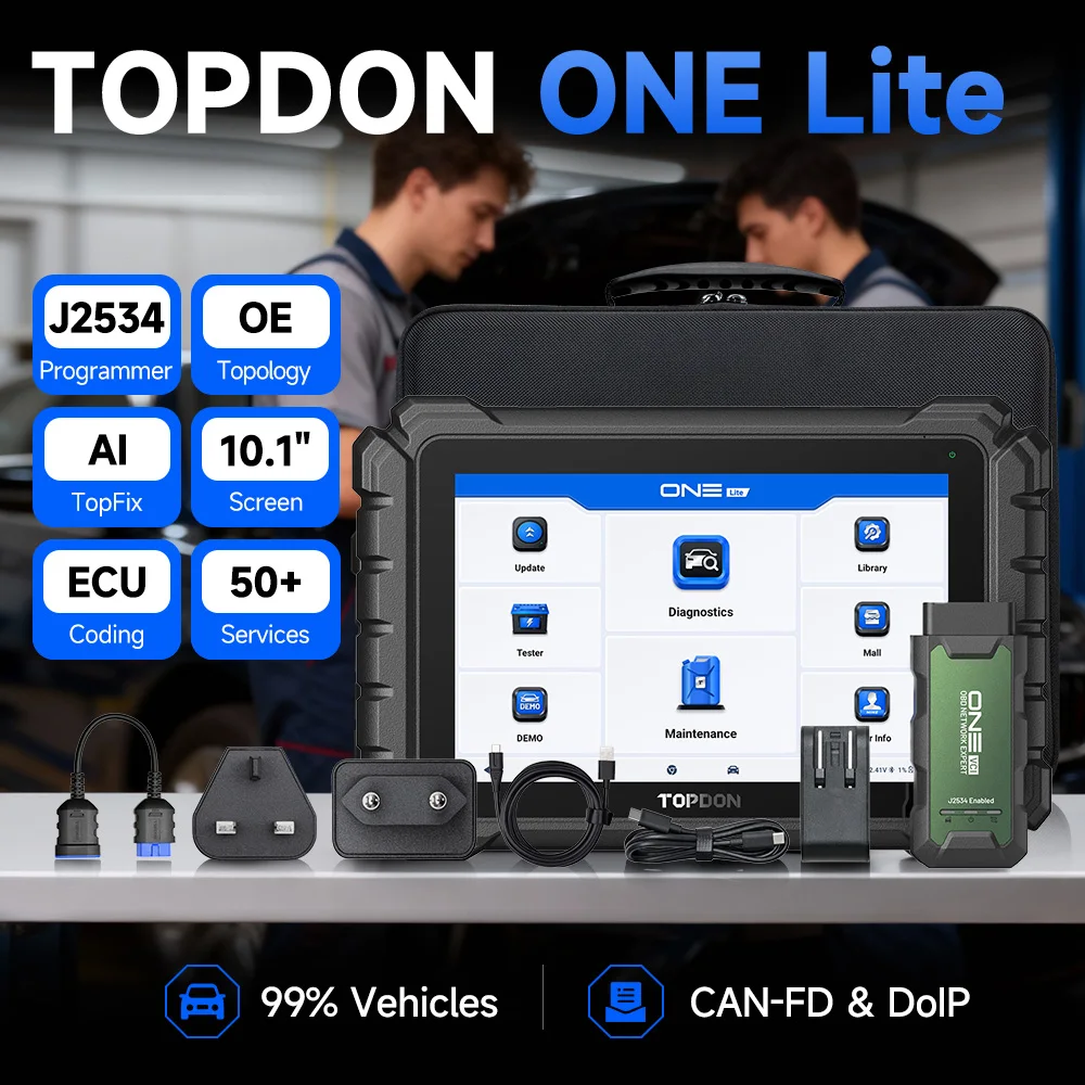 TOPDON One Lite Car Diagnostic Tools All System 50 Hot Functions Auto OBD2 Scanner OE Level Topology Map Active Test ECU Coding