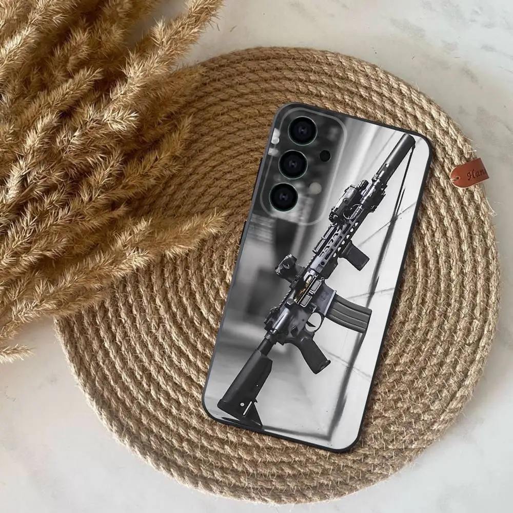 삼성 S25, S24, S21, S22, S23, S30, 울트라, S20, 플러스, Fe, 라이트, 노트, 10, 9, 5G용 폰 케이스 AK47 권총 총알 블랙 커버