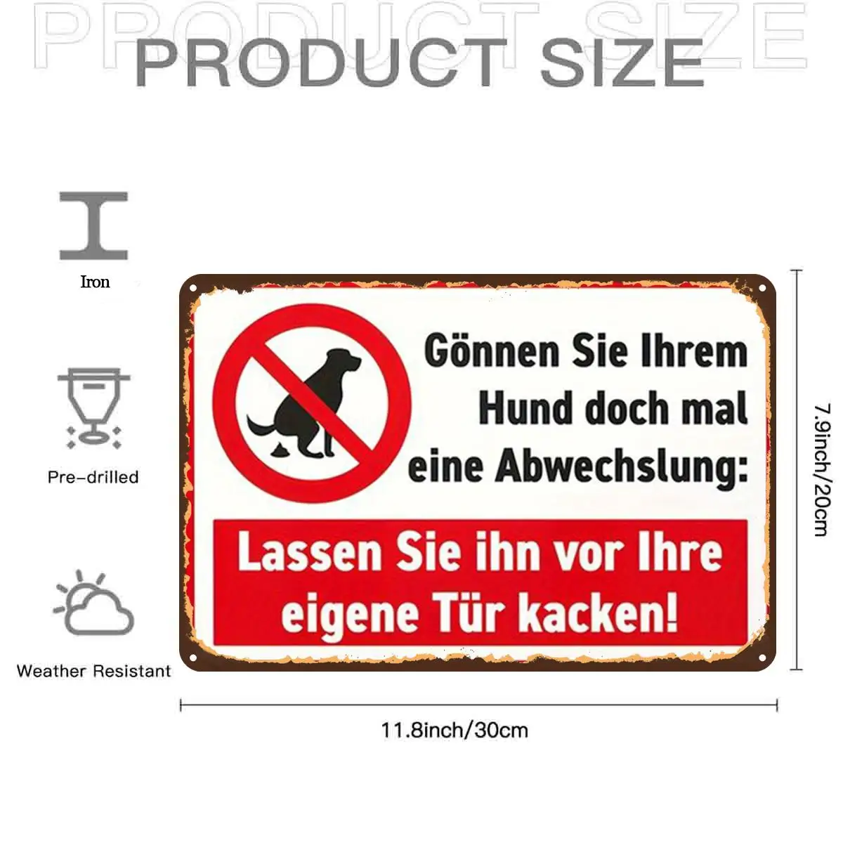 2D Flat,1pc,Retro VintageDog Waste Reminder Sign with Humorous MessageMetal Tin Sign, Pre-Drilled Holes, Suitable for Indoor