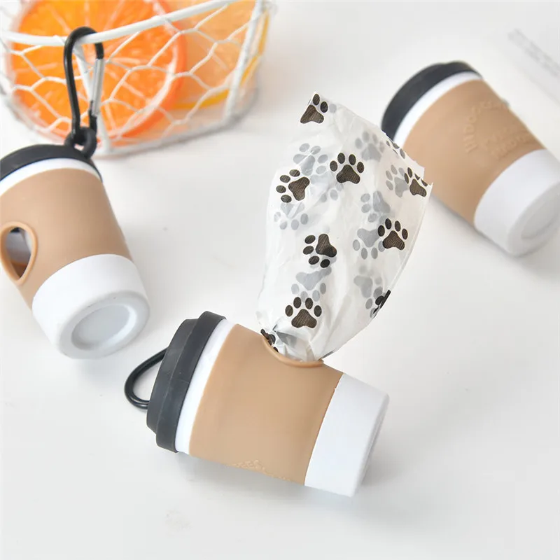 Creative Design Coffee Cup Pet Garbage Bag Dispenser, Portable Outdoor Dog Walking Toilet Picking Garbage Bag Storage