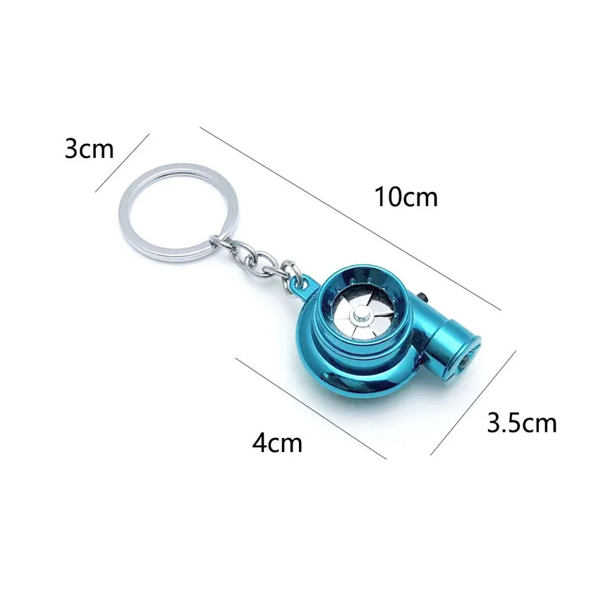 LED Mini Turbo Sound Turbocharger Keychain Spinning Turbine Key Auto Part Turbine Turbocharger Key Ring Key Holder Accessoies