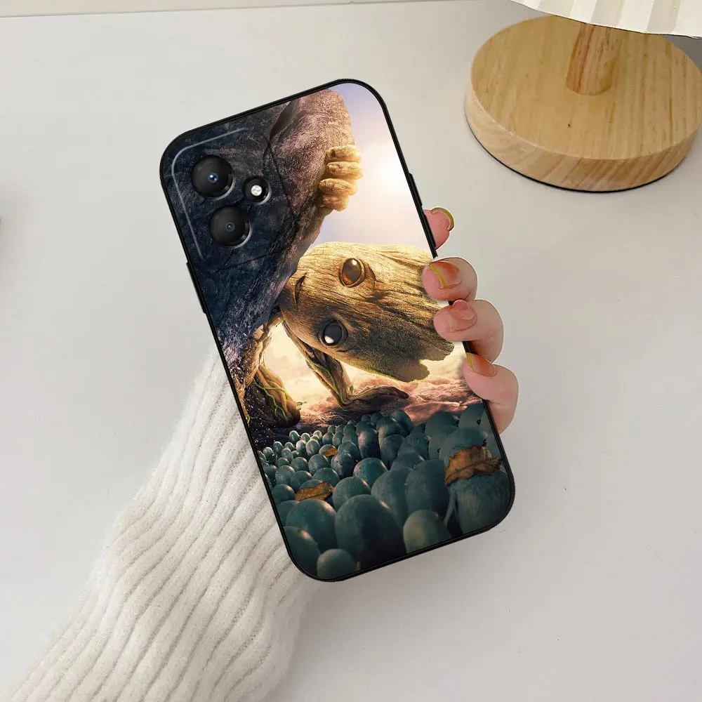 Cartoon Marvel Cute Iam Groot Phone Case For Infinix HOT 50 30 30I 20 20S 20I 12 11S 11 10 10S 10I 9 8 Play Black Silicone Cover