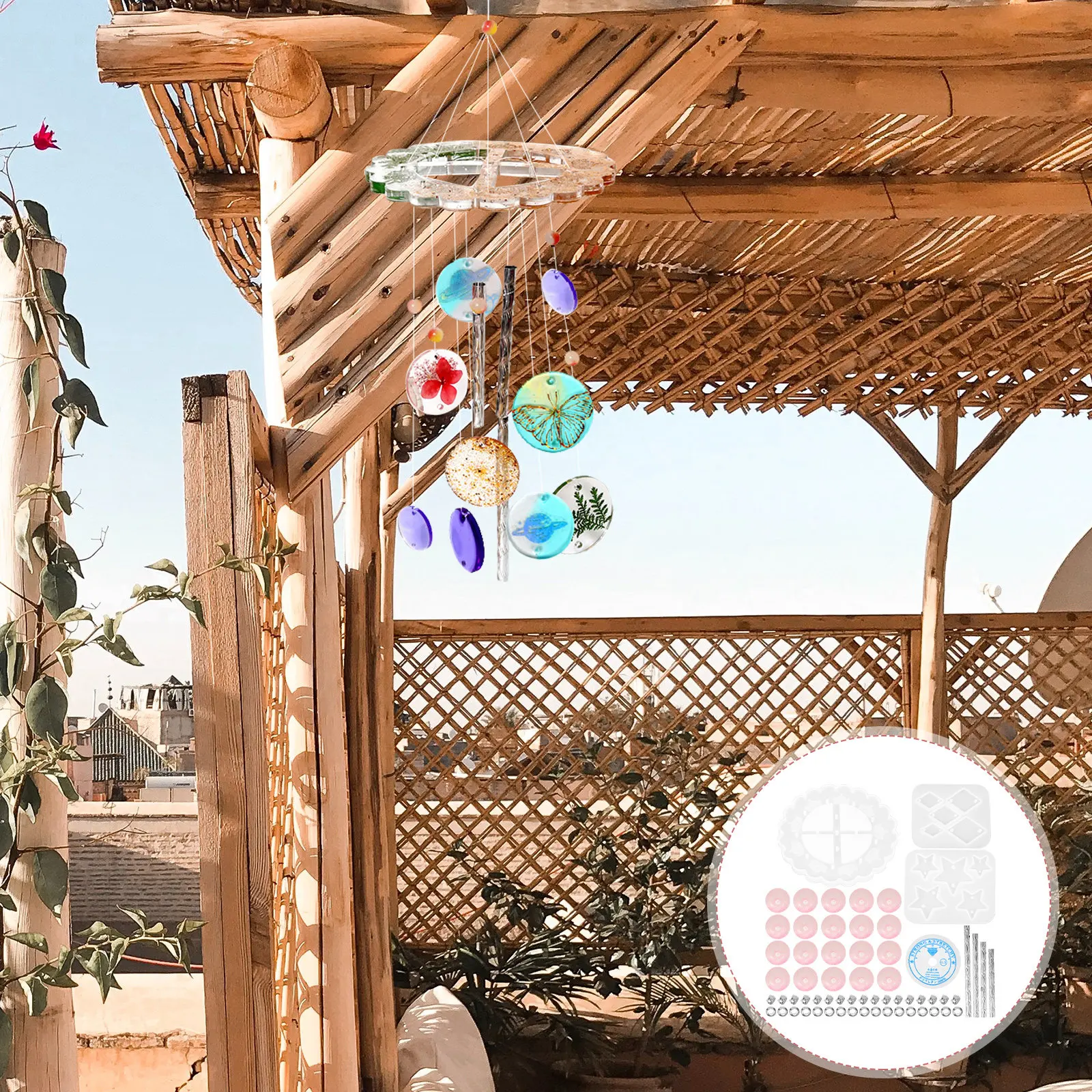 

1Set Stars Diamond Shaped Silicone Mold for DIY Wind Chime Crafting Epoxy Resin Pendant Making Kit Unique Hanging Ornament Art