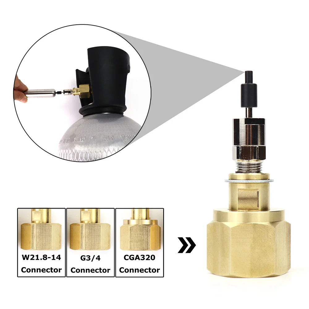 

New HPA CO2 Refill Needle Charger Adapter Adaptor Fit W21.8(DIN477) CGA320 G3/4 CO2 Bottle