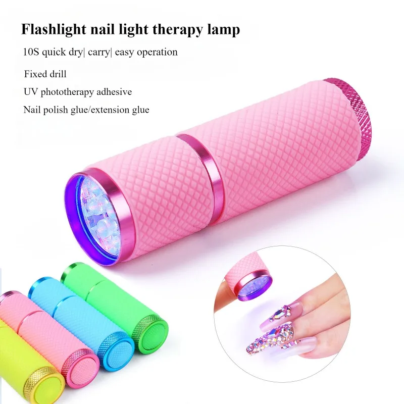 Mini lampe de poche portable à 9LED, sèche-ongles, lampe à gel UV, vernis à ongles gel, séchage rapide à la main, lampe de photothérapie, outil d'art des ongles