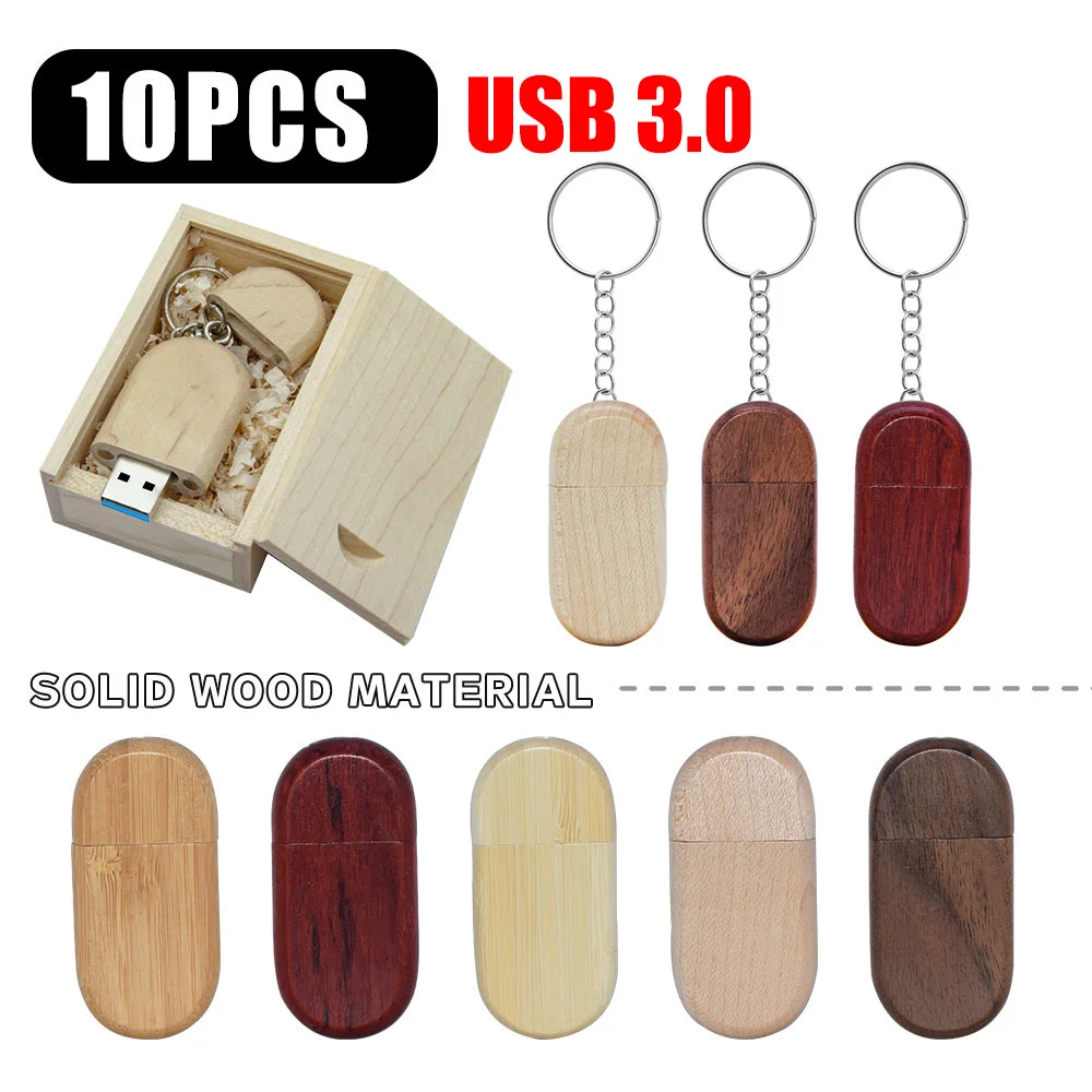 

10pcs/Lot (Customizable LOGO) USB 3.0 Flash Drive U Disk Wooden Pendrive 4GB 8GB 16GB 32GB 64GB 128GB Memory Stick Wedding Gift