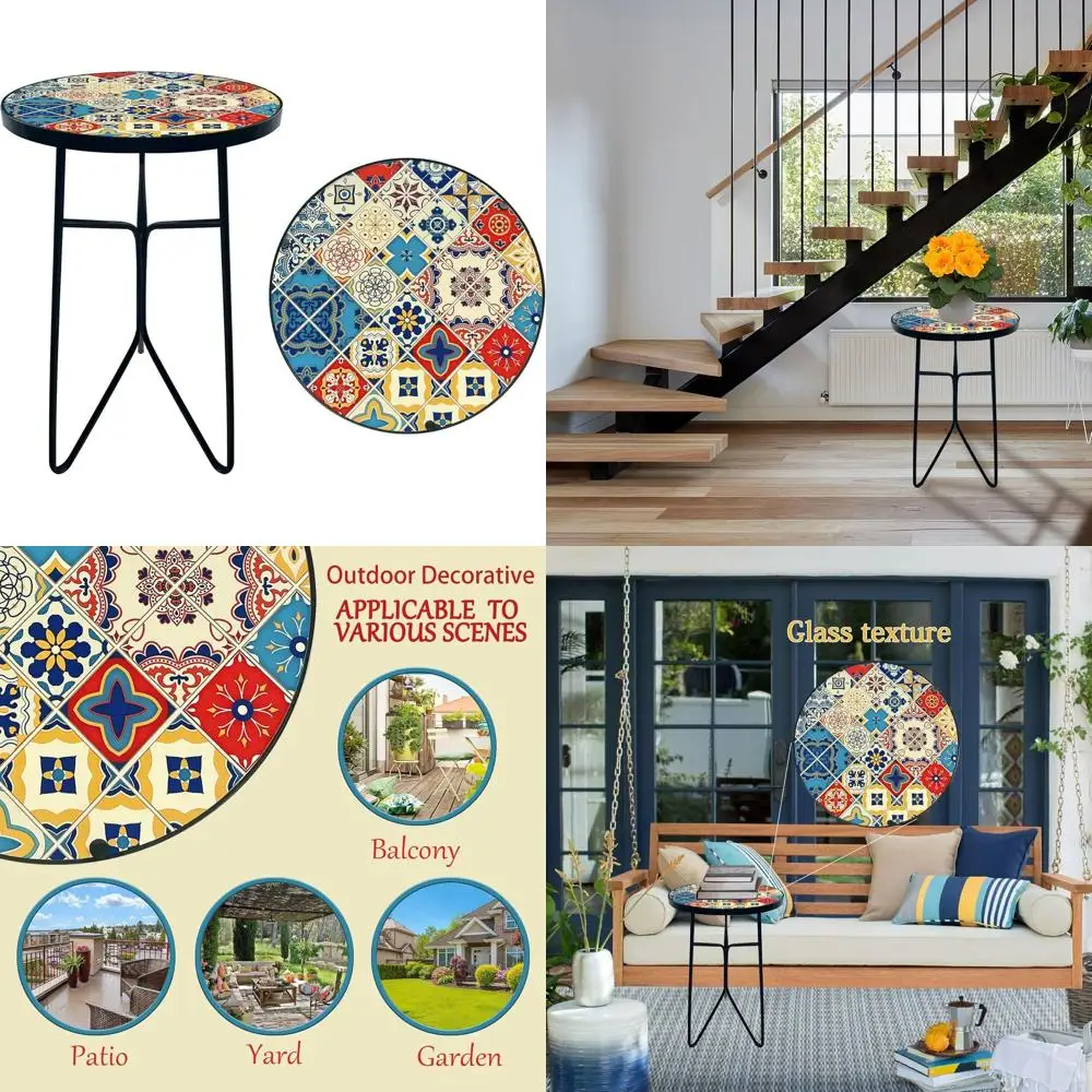 

Круглый приставной столик для патио, уникальная садовая мебель, компактный обеденный стол для балкона, декоративный элемент для использования в помещении и на улице