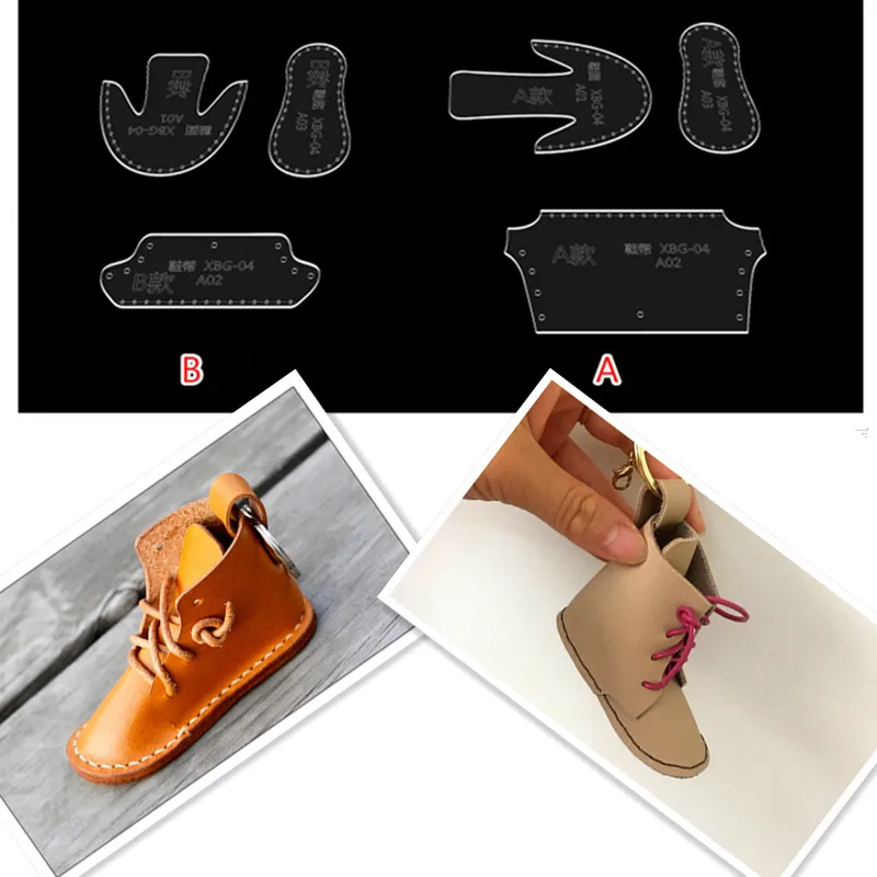 Leather Handicraft Cartoon Shoe Hanger, Sewing Mode, Acrylic Template, 4x8.5x4cm, 1Set