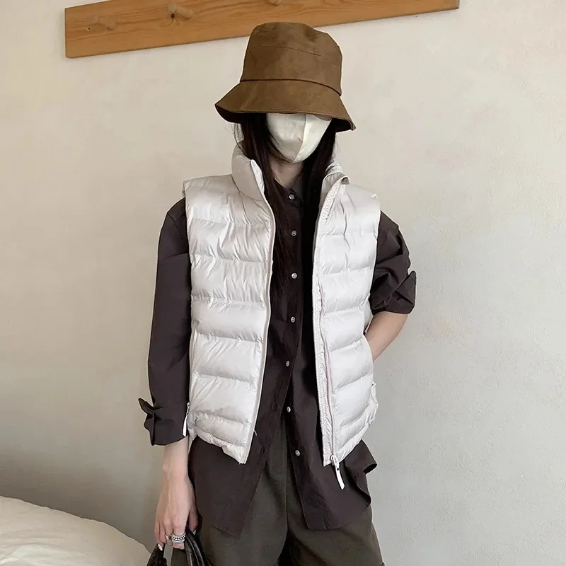 2025 New Puff Vest Women Winter Sleeveless Puffer Jacket Women Warm Cotton Jacket Vest Cardigan Korean Fashion Coats Clothing
