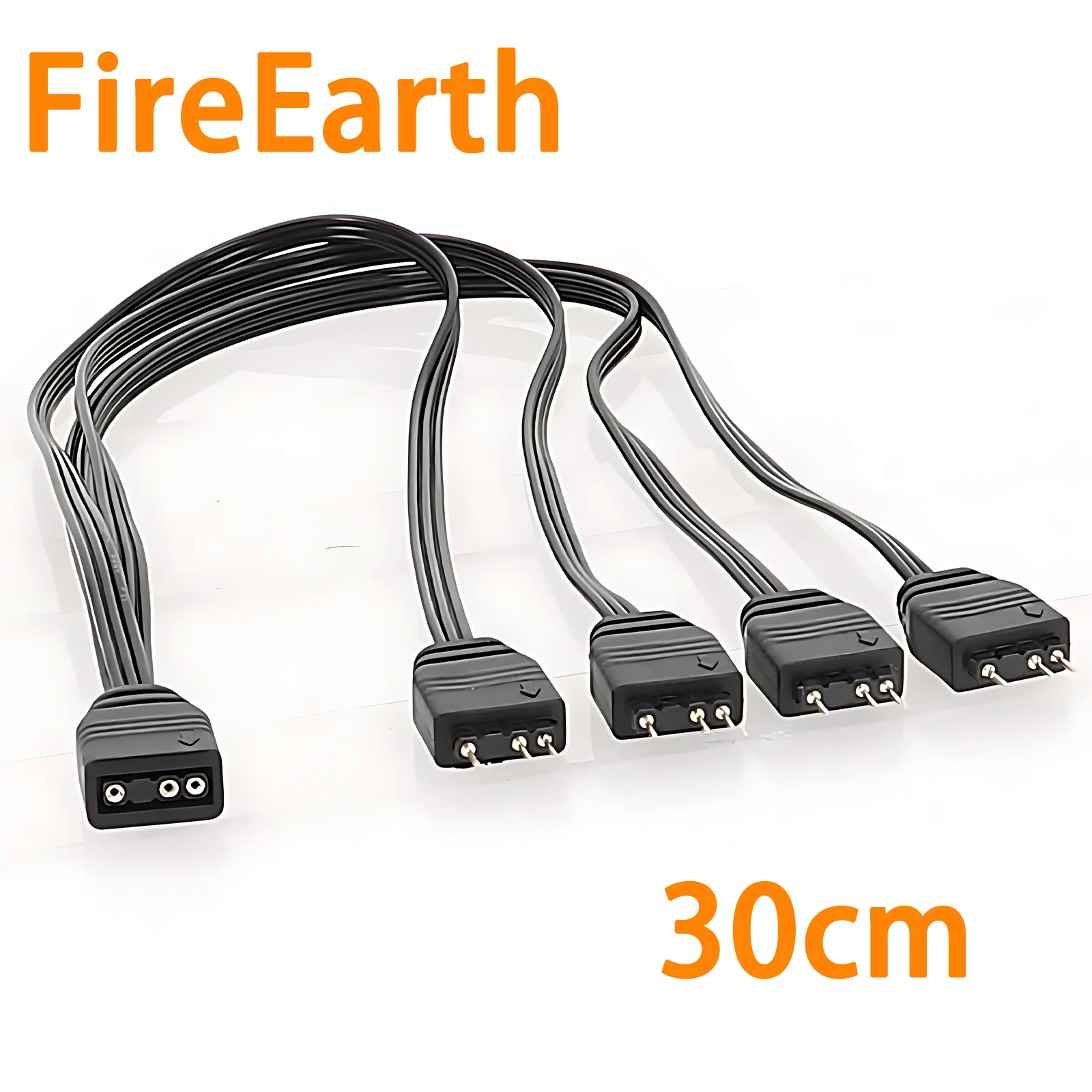 Kabel Pemisah ARGB 1-ke-4 untuk Kipas Casing PC - Hub Sinkronisasi Terkendali PWM 5V 3-Pin untuk Motherboard, Kipas & Strip LED, 30Cm