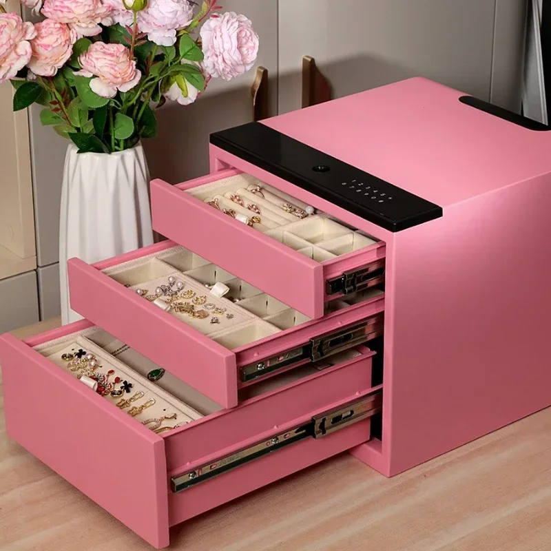 High-End Jewelry Box Safe Box Fingerprint Password Jewelry Cabinet European-Style Large Capacity Drawer Wifi Smart Storage Box