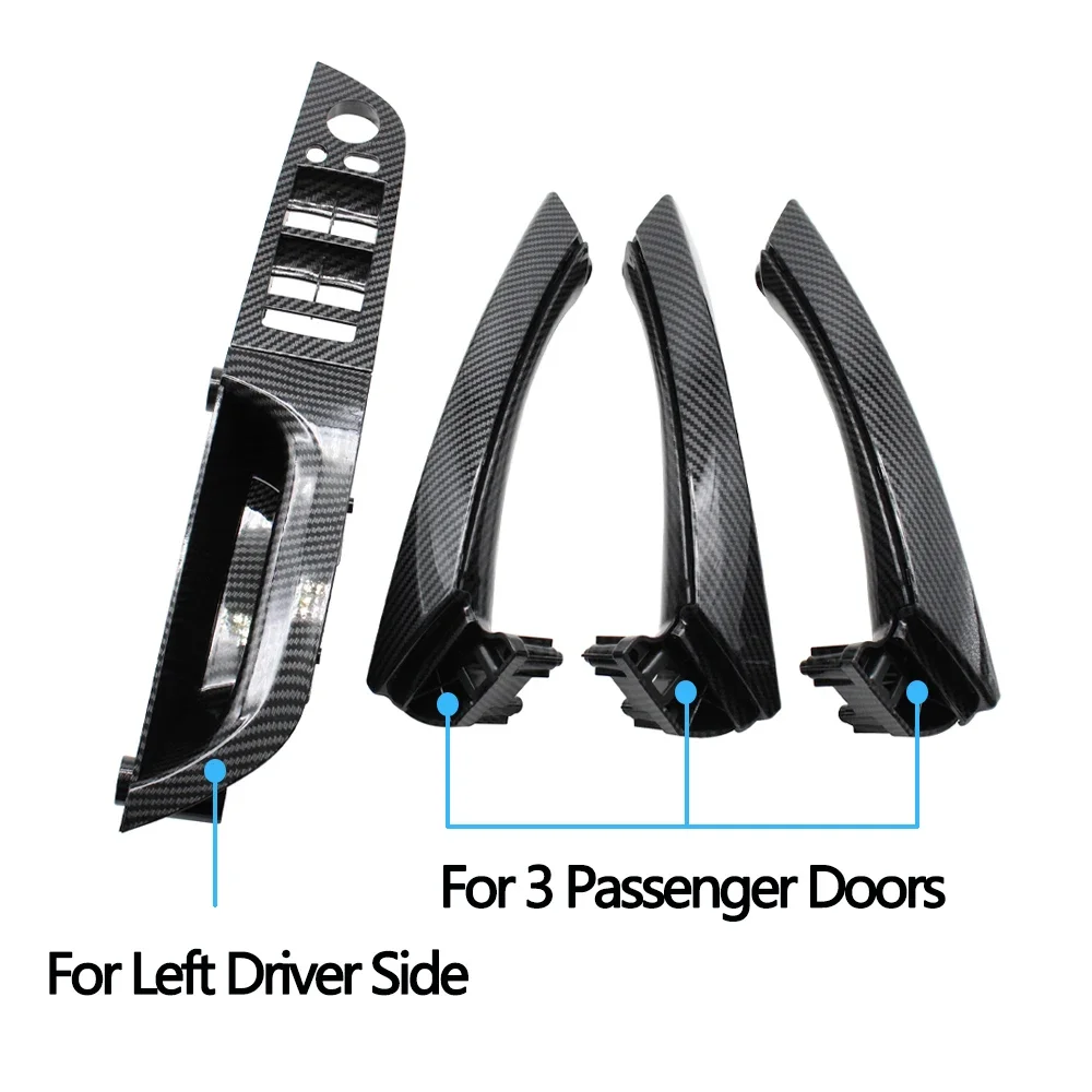 For BMW 3 Series E90 E91 316 318 320 325 328 LHD Left Hand Driver Carbon Fiber Interior Door Pull Handle Armrest Panel Full Set