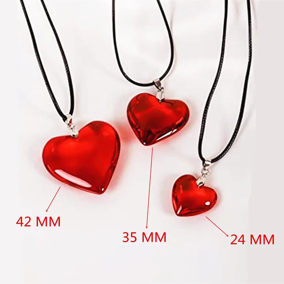 Red Heart Pendant Necklace colorful big puff heart love heart necklace romantic love inspiried gift for women girls