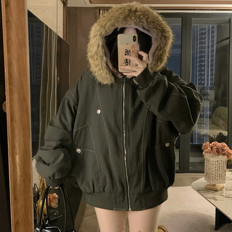 

Новые зимние элегантные парки с воротником из искусственного меха, пальто, женские винтажные утепленные флисовые теплые куртки, уличная стеганая куртка, верхняя одежда