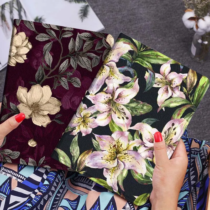 

Чехол для планшета с узором фиолетовых лилий для Huawei Honor MatePad MediaPad Air 5 6 7 11 V6 V7 V8 V9 X9 X8 T10 T10s C5e T5, подарок