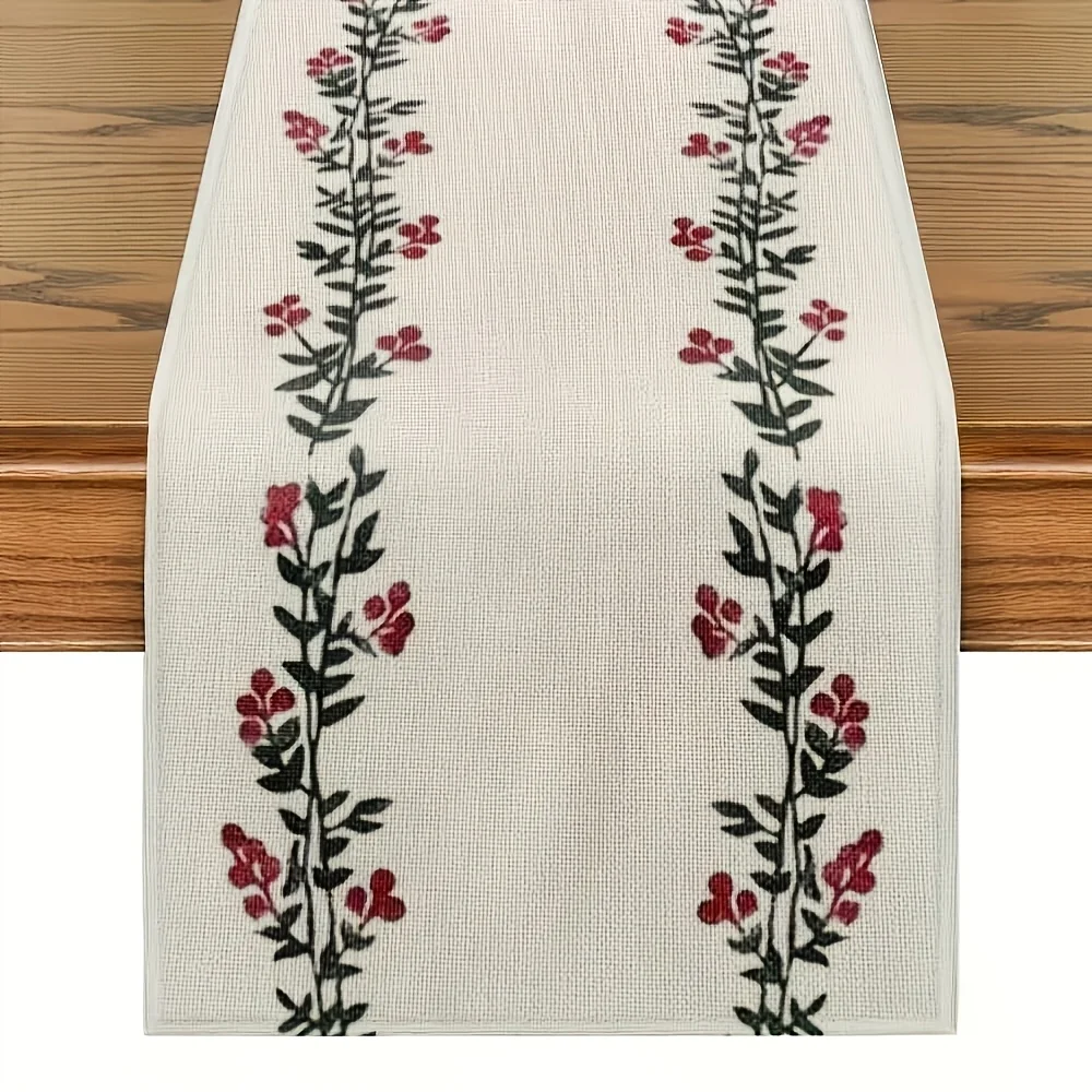 Camino de mesa floral de acuarela de estilo bohemio, adecuado para Navidad, cocina y comedor, regalo de decoración, pestaña de decoración del hogar