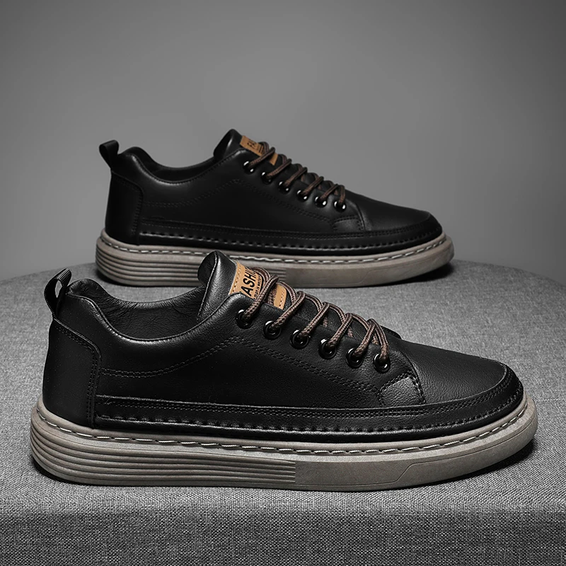 

Классические мужские кроссовки на платформе, повседневные слипоны для мужчин, кожаные кроссовки, новые комфортные туфли без каблука, весенние мужские лоферы