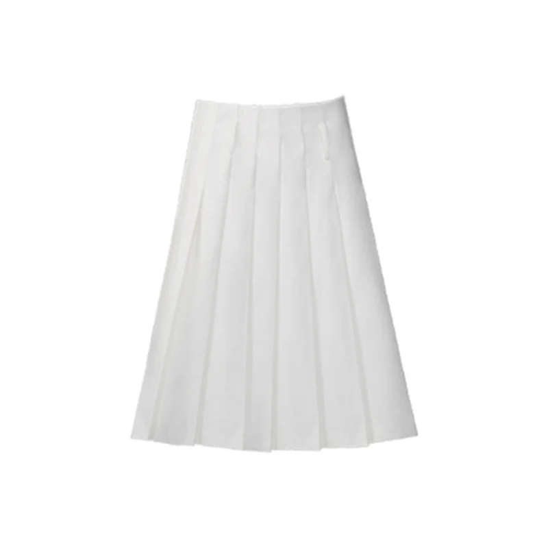 

White A-Line Midi Skirt High Waist Slim Fit f Body Skirts Summer New Sle Retro Pure Color Bell Bot for Young Women