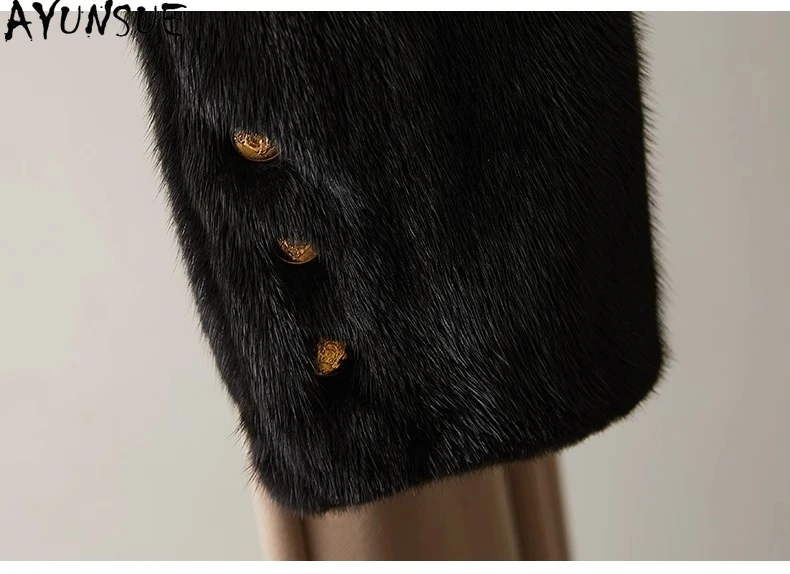 AYUNSUE Echter Pelzmantel für Damen, warm, natürlich, für Damen, Nerz, Damenmäntel, Winterjacke, 2025, neu in Oberbekleidung