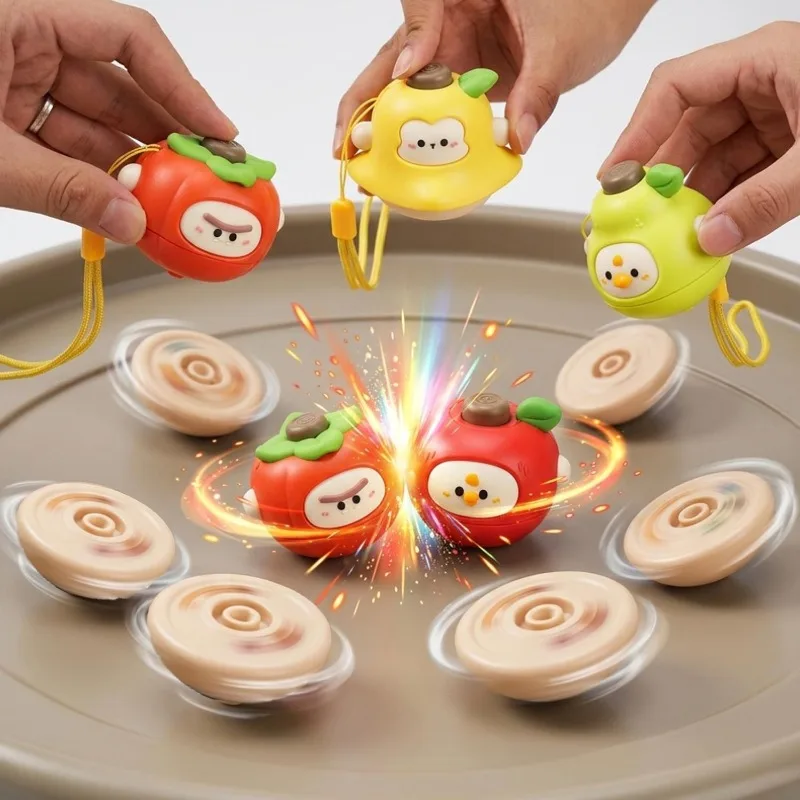 Children's Creative Fruit Rotating Gyroscope Press Launcher Parent-Child Interaction Children's Puzzle Toys Desktop Gifts