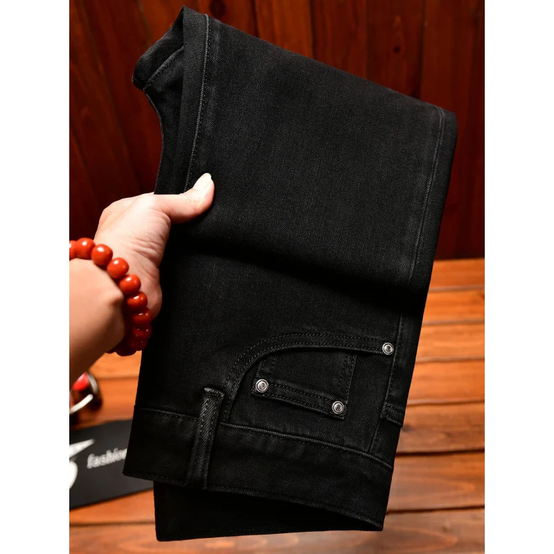 

Высококачественные минималистичные черные джинсы для мужчин и маленьких ног, осенне-зимний повседневный тренд, легкие роскошные длинные брюки.