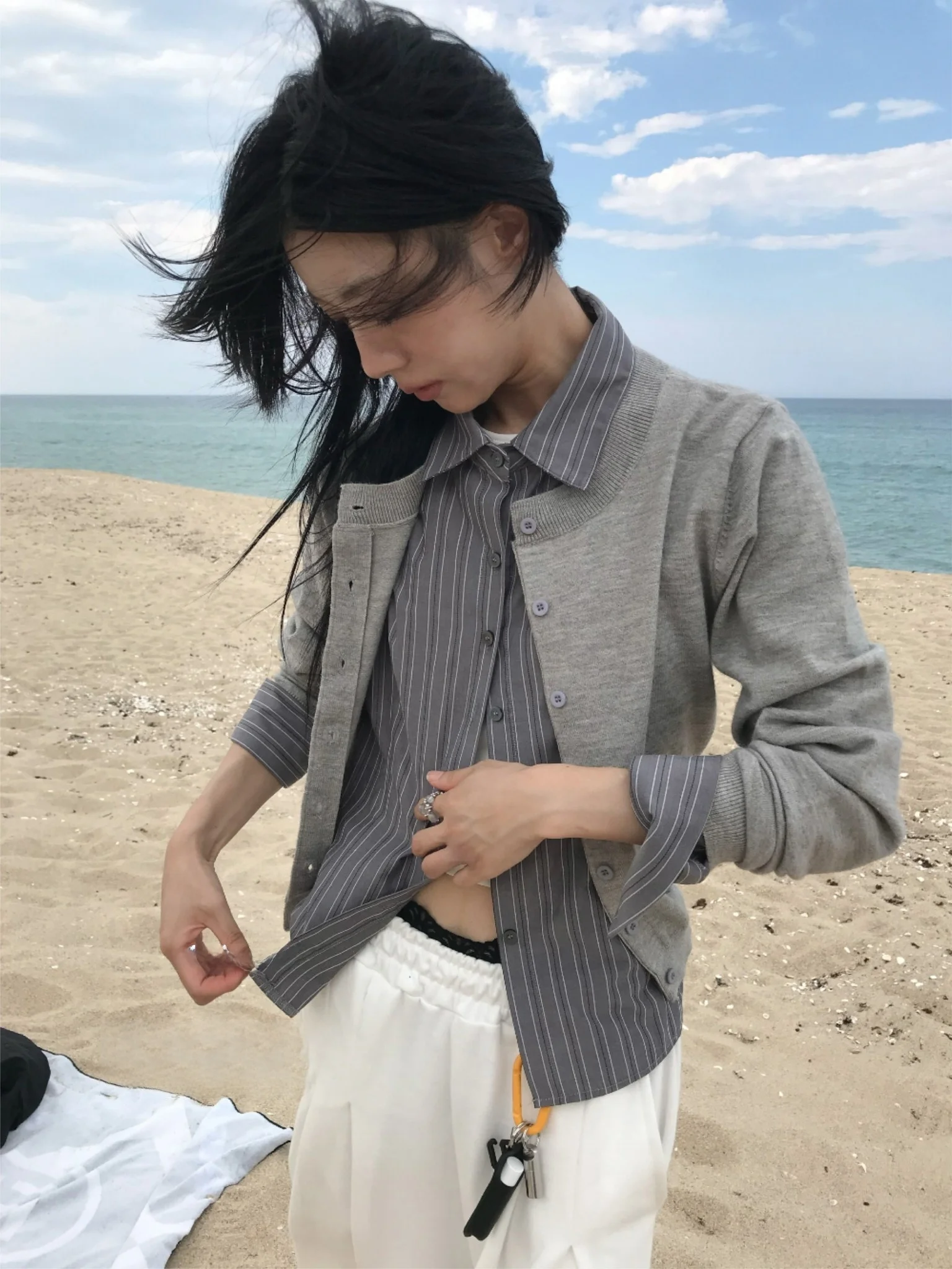 

Уникальный блоггер Sle Long Sve с вертикальными полосками, женские повседневные повседневные брюки прямого кроя, осенние новые модные корейские универсальные...