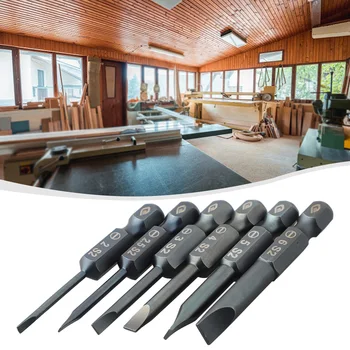 1 adet tornavida Bit 2-6mm 50mm SL Bit alaşım çelik manyetik düz oluklu kafa 1/4 ''Hex Shank ev Improverment marangoz için